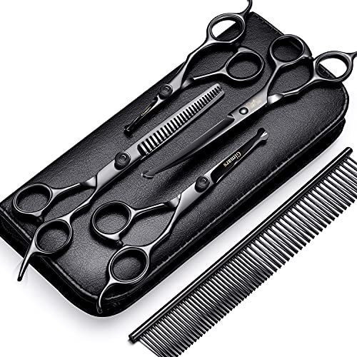 Set De Tijeras Profesional Para Peluqueria Canina Negro 0
