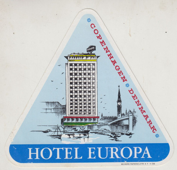 Antiguo Luggage De Hotel Europa Copenhague Vintage Dinamarca 0