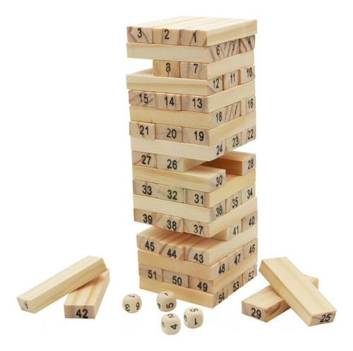 Juego De Las Maderitas Torre De Madera Con Números Y Dado 0