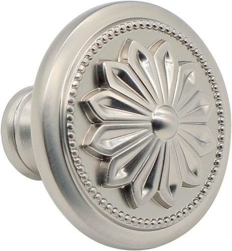 4 Tiradores De Metal Antiguo Diseño De Flor-niquel Satinado 0