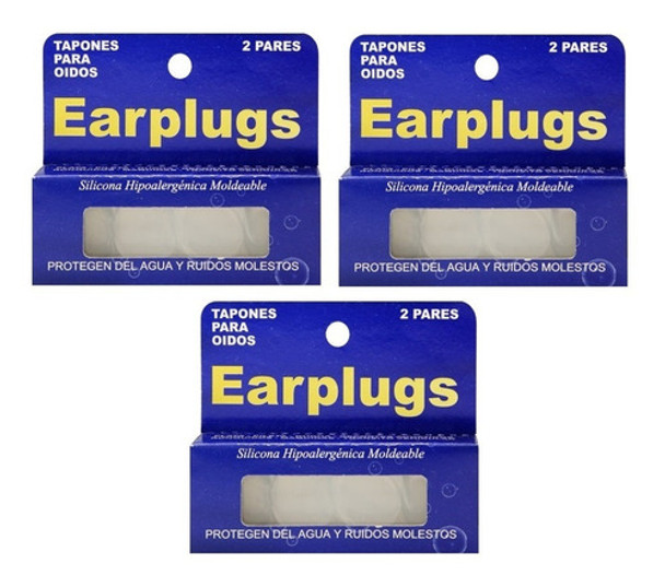 Tapones P/ Oidos Silicona Moldeable Earplugs 2 Pares Pack X3 0