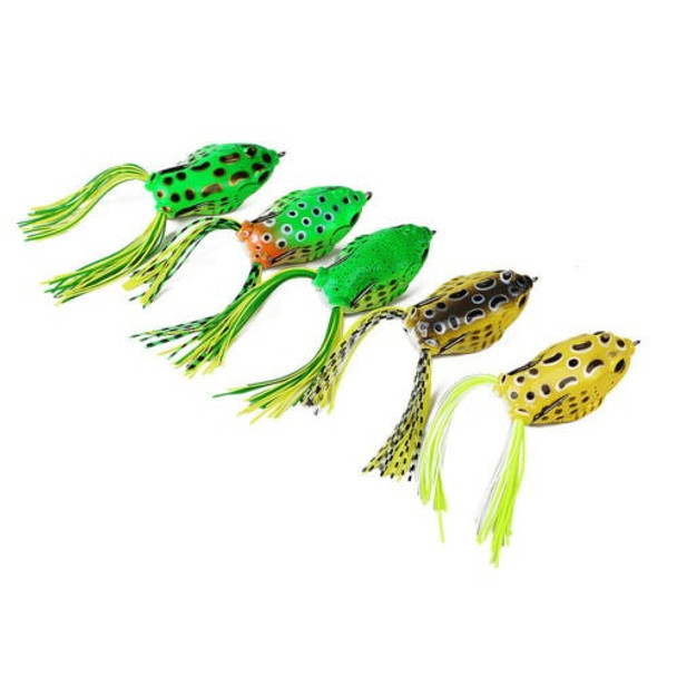 5pcs Topwater Rana Pesca Señuelo Crankbait Bajo Gancho Cebos 0