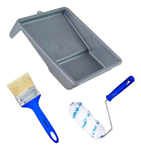 Kit Pintor Bandeja + Rodillo Microfibra 15cm + Pincel 3'' 0