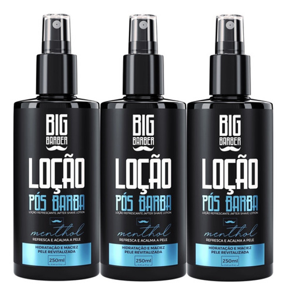 Loção Pós Barba Big Barber 250ml Menthol Incolor Atacado 3 0