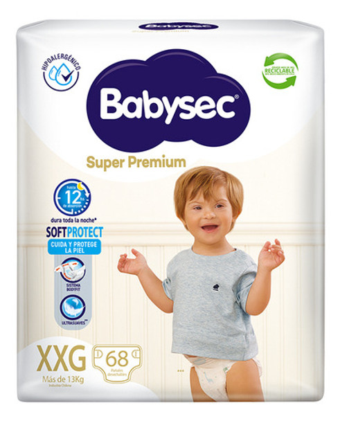Pañal Babysec Super Premium Cuidado Total Talle Xxg 68 Un. 0
