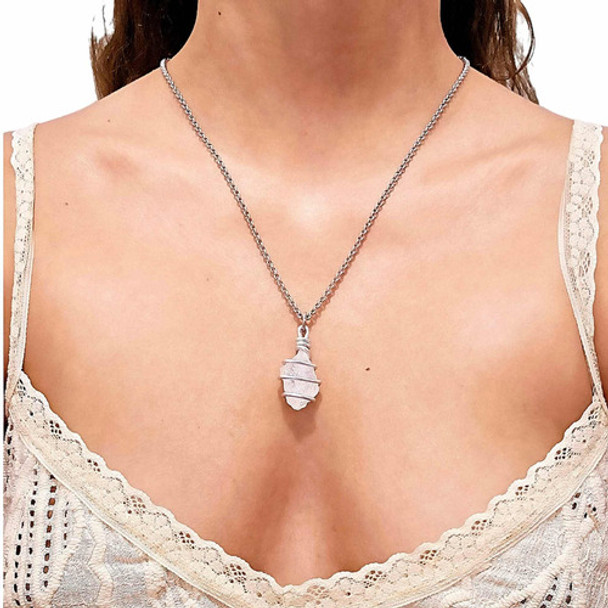 Collar De Cuarzo Blanco Natural Energetico Amuleto Protector 0