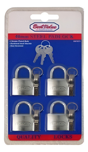 4 Candados Acero 50mm Con Llave Maestra Best Value G P 0