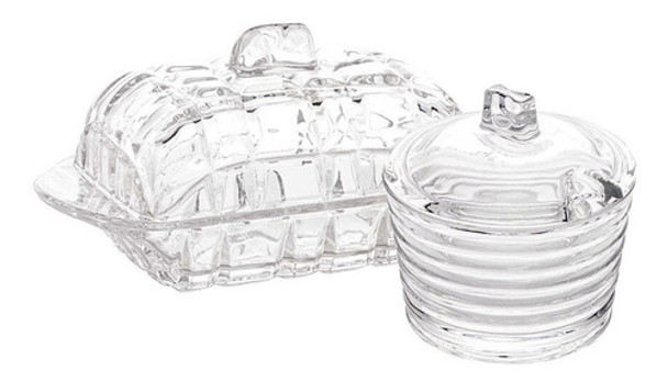 Kit Manteigueira Cristal + Açucareiro Cristal Colmeia 0