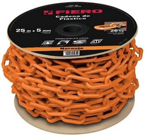 Cadena Plástica Naranja 3mm Rollo 50mt. Fiero Capl-3a 0