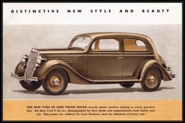Ford V8 Tudor Año 1935 - Autos - Lámina 45x30 Cm. 0 Ford V8 Tudor Año 1935 - Autos - Lámina 45x30 Cm. 0