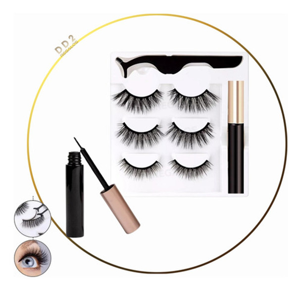 Pestañas 3 Pares Magnéticas + Delineador C/iman Y Aplicador 0 Pestañas 3 Pares Magnéticas + Delineador C/iman Y Aplicador 0