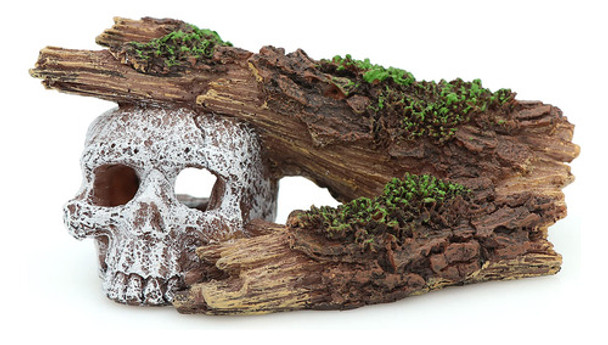 Decoracion De Craneo Con Rama Para Pecera 0