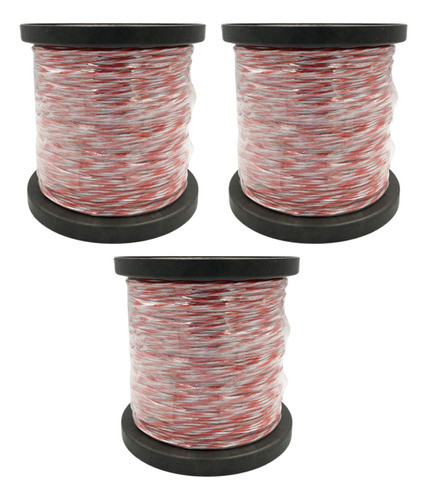 3 Bob. Fio Eletroplástico Cerca Elétrica Rural Vm/bc 250 Mts 0