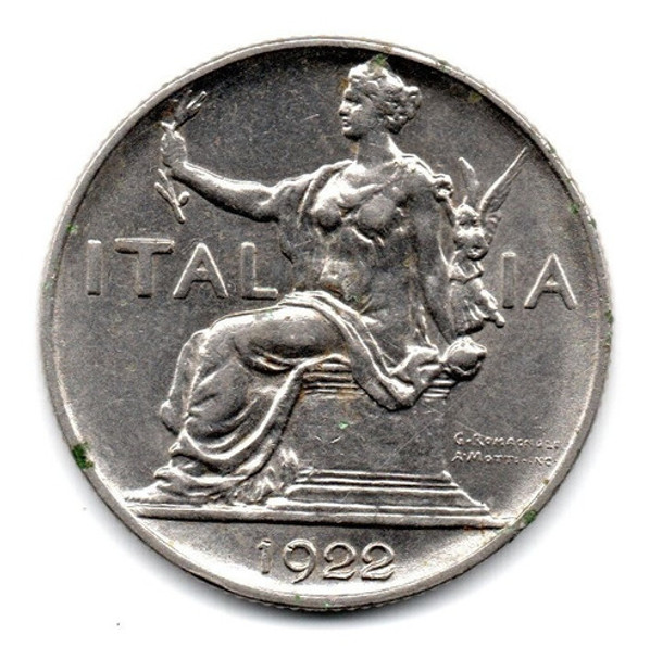 Moneda Italia Reino 1 Lira Año 1922 Km#62 0 Moneda Italia Reino 1 Lira Año 1922 Km#62 0