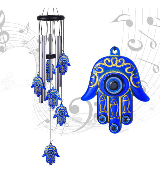 Campanillas De Viento De Mano Hamsa De Ojo Azul 0 Campanillas De Viento De Mano Hamsa De Ojo Azul 0