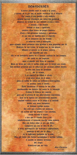 Pósters Desiderata De Max Ehrmann Inglés Ó Castellano 42x21 0