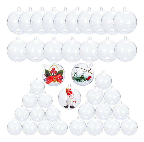 40 Bolas De Adornos De Navidad Transparentes, Esfera Hueca C 0