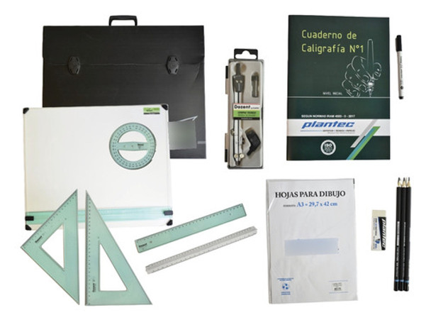Tablero Completo 50x60 Dozent Técnico Dibujo 23 Articulos 0
