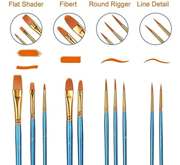 Juego De Pinceles Para Pintura Acrílica, 4 Paquetes/40 Pince 0