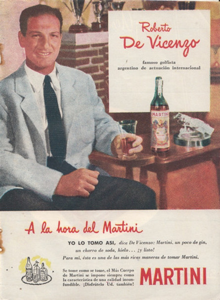 1951 Publicidad Vermouth Martini Golfista Roberto De Vicenzo 0
