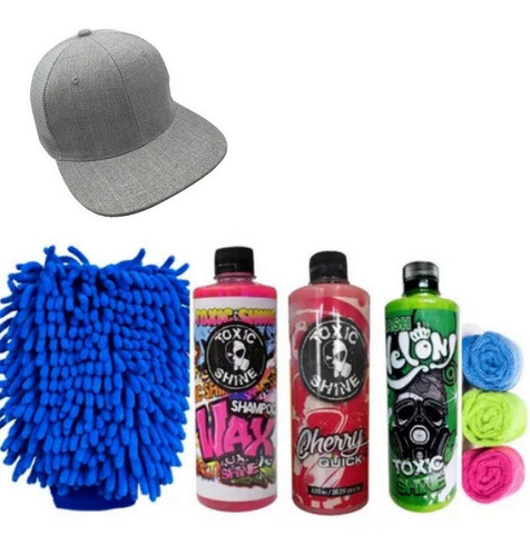 Kit De Lavado Lustre Toxic Shine 7 Pcs + Gorra Completo 0