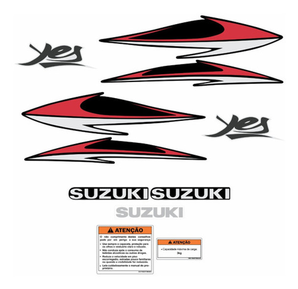 Kit Completo Adesivos Suzuki Yes 125 2008 Preta 10202 Fgc 0