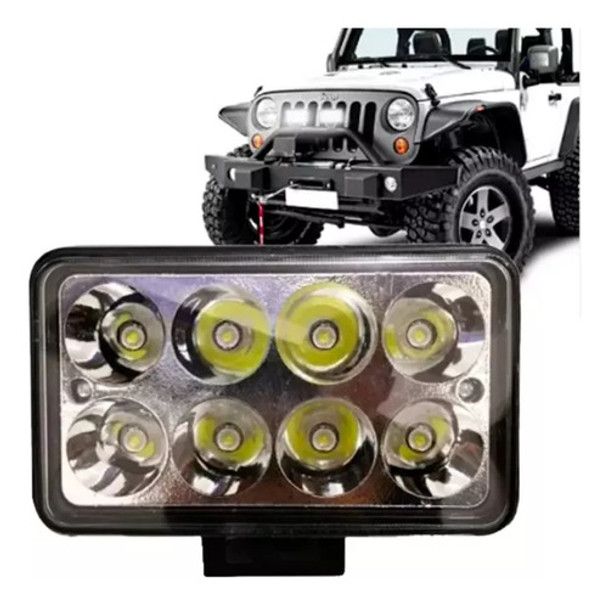 Farol Auxiliar Quadrado 8 Leds Bivolt 12/24v 27w 5cm Espessu 0