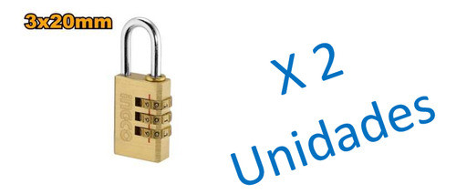 Candado C/combinacion 3 Digitos 20mm 2 Uni Ingco - Ynter Ind 0