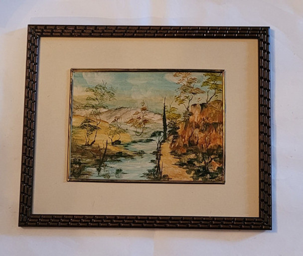 Quadro Oleo S. Eucatex Tema De  Jardim Oriental 0