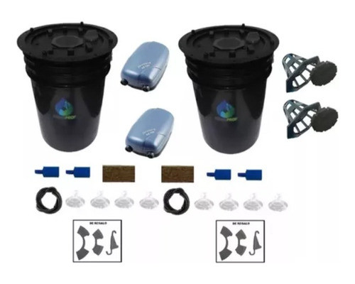 Kit Inicial Para Cultivo Hidroponia Dwc Maceta Balde 20l X2 0