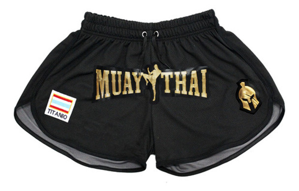 Short Calção Muay Thai Treino Preto Dryfit Titanio Unissex 0