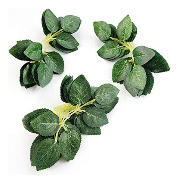 Floroom Hojas Verdes Artificiales 70 Hojas De Flores De Rosa 0