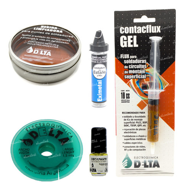 Kit Soldar Estaño Flux Resina Malla Desoldante Decapante 0