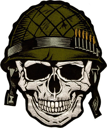 Parche Bordado Calavera Soldado Grande Motoquero Militar Adr 0