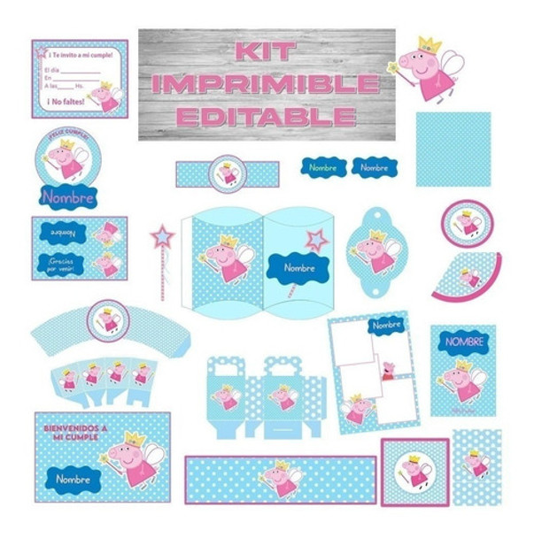 Kit Cumpleaños Peppa Pig Hada Imprimible + Pintar 0