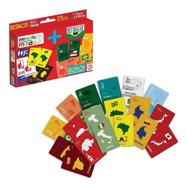 Jogo Memória 2em1 Baralho Geografia Brasil Capitais Do Mundo 0