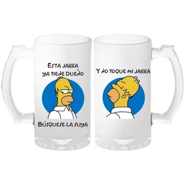 Jarra De Cerveza De Vidrio Esmerilada De Homero Simpson 0