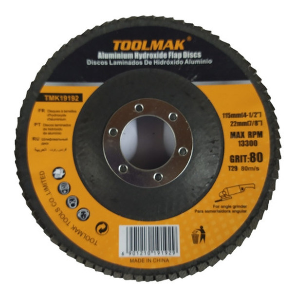 Disco Flap (lija) Toolmak 4.5 Grano #80  Paquete De 10 0