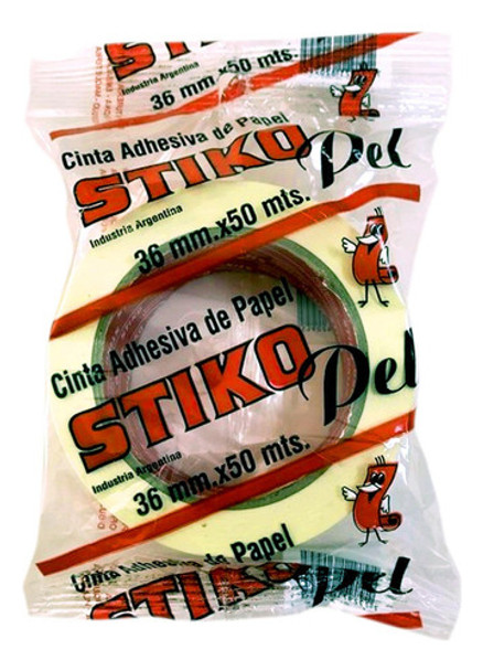 Cinta Adhesiva De Papel Stiko 36mm X 50 Mts. Caballito 0