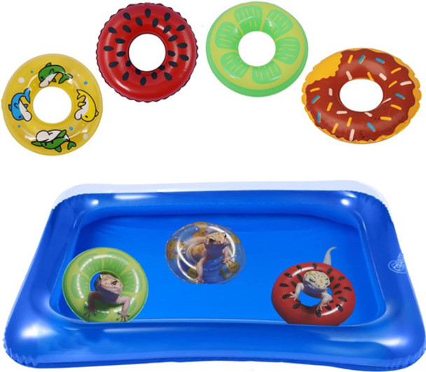 Piscina Y Anillo De Baño Inflable Azul Para Geckos Leopardos 0