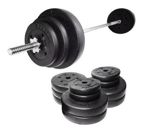 Kit 1 Barra Maciza 1.20 +20kg Discos Forrados 0