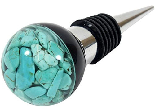 Tapón De Vino De Resina Mineral Turquesa Realbug 0