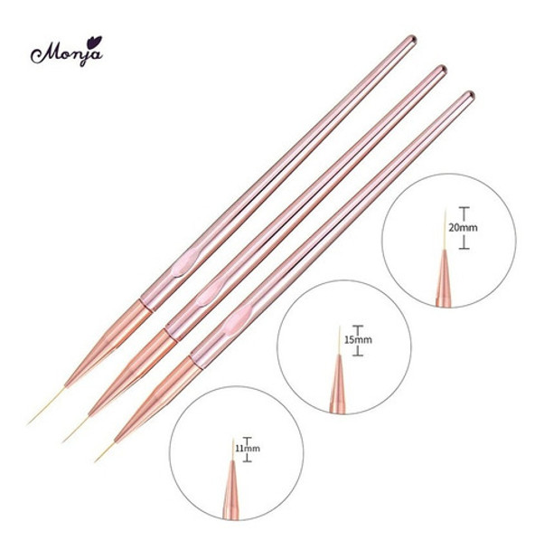 Set De 3 Pinceles Liners Para Decoración De Uñas Nail Art 0