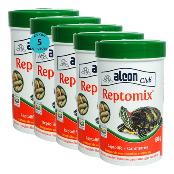 Ração Alcon Club Reptomix 60g Tartarugas Aquáticas Kit Co 0