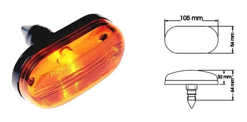 Faro Posicion Rectangular Ambar C/lente 1035 0