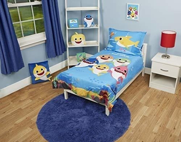 Juego De Cama Baby Shark De 4 Piezas Para Niños Pequeños: 0