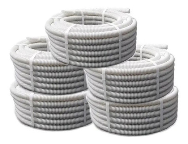 Pack X 5 Un Caño Flexible Corrugado 1 1/4  Blanco X 25mts 0