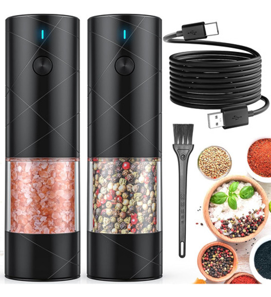 Molinillos De Sal Y Pimienta Eléctricos Usb Recargables 0