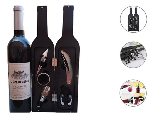 Set Kit Vino 5 Piezas Regalo Empresarial Caja Sacacorchos 0