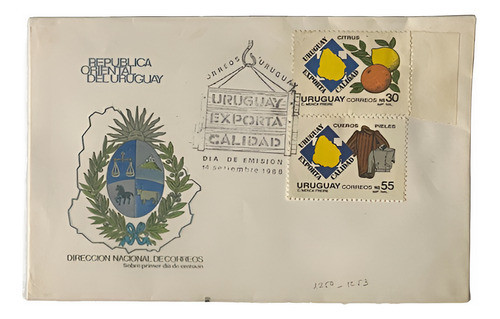 Sobre Primer Día, 1988, Uruguay Exporta Citrus, 1253 Sp5 0